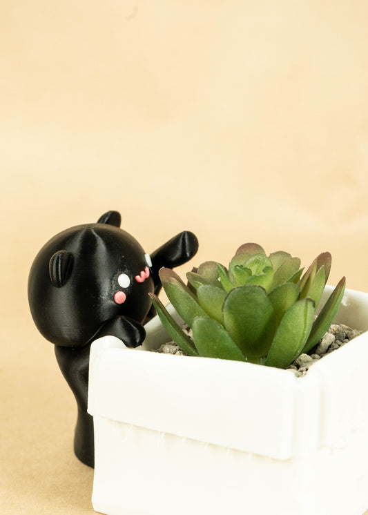 Kawaii Cat with a Planter Box