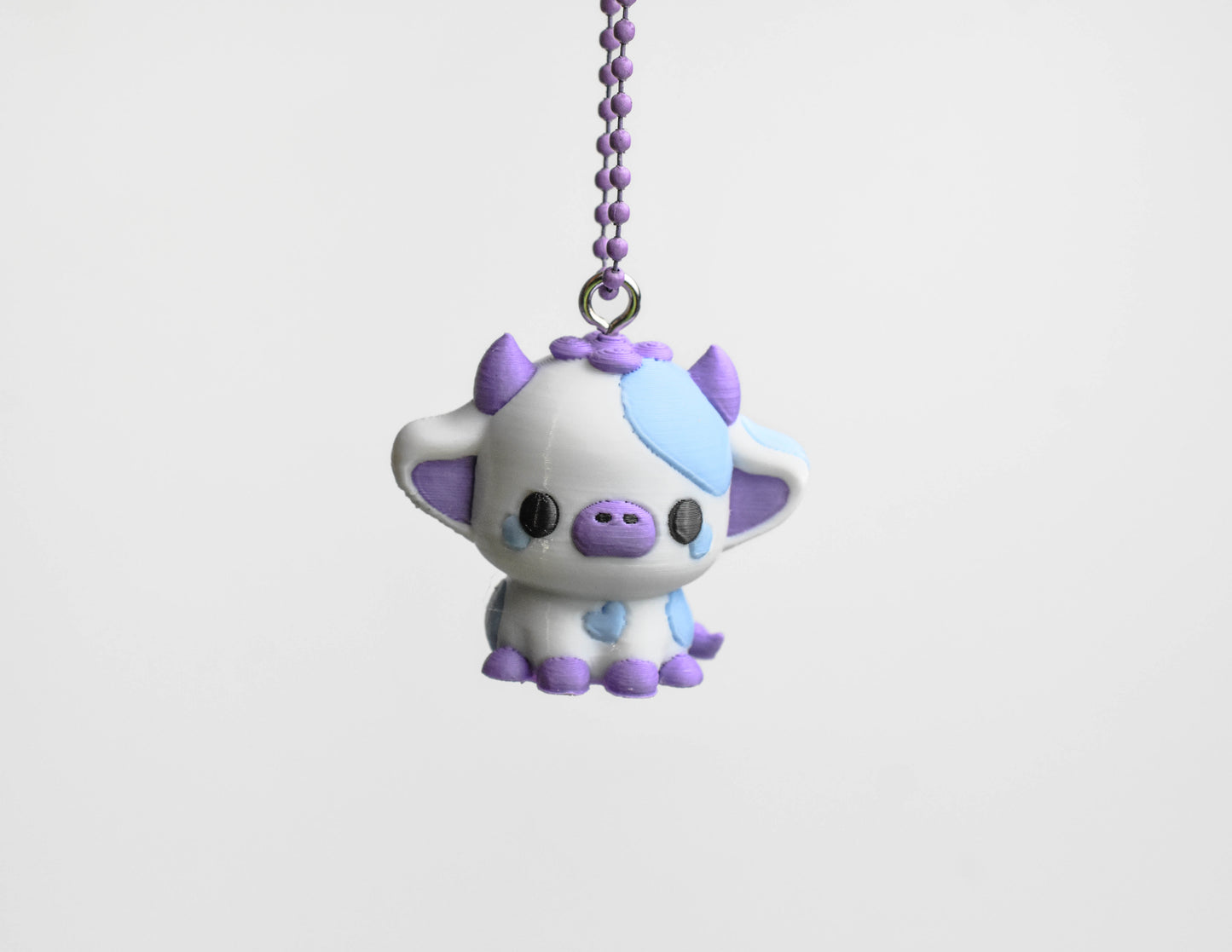 Blueberry Bliss Cow Aesthetic 3D Printed Keychain - Kawaii & Pastel Bag Charm🫐🐮💜🔑
