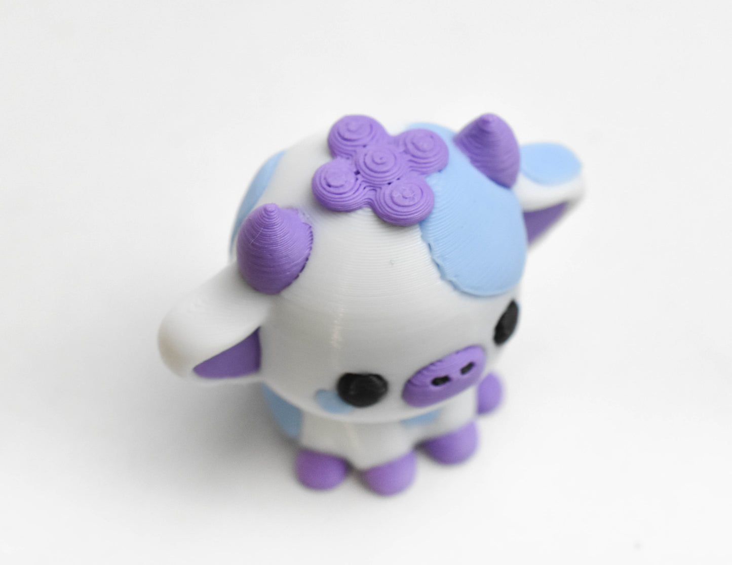 Blueberry Bliss Cow Aesthetic 3D Printed Keychain - Kawaii & Pastel Bag Charm🫐🐮💜🔑