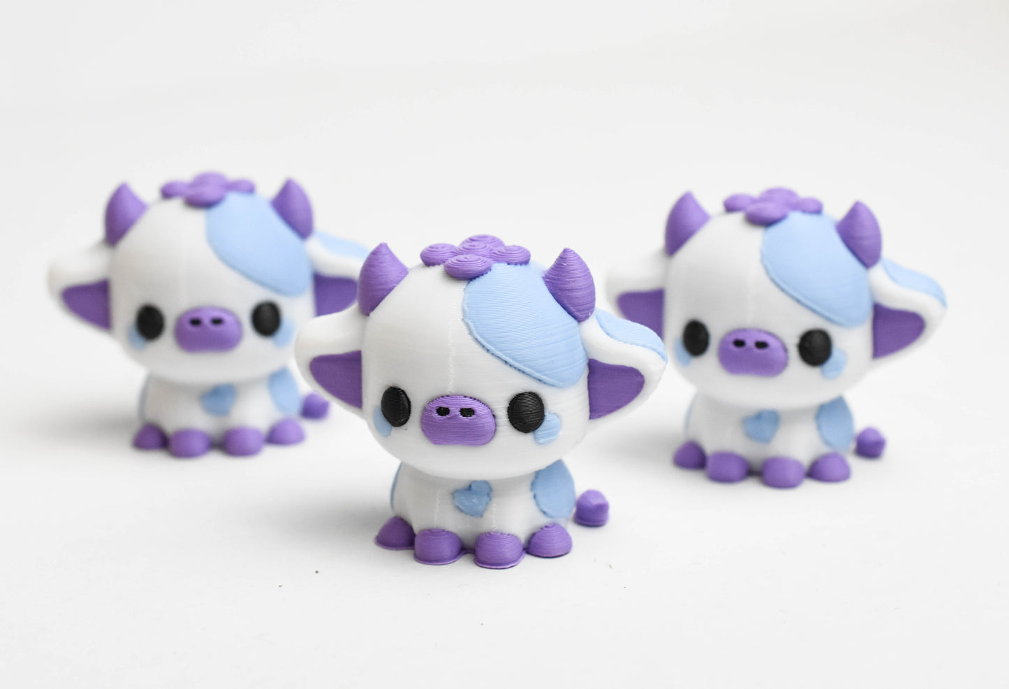 Blueberry Bliss Cow Aesthetic 3D Printed Keychain - Kawaii & Pastel Bag Charm🫐🐮💜🔑
