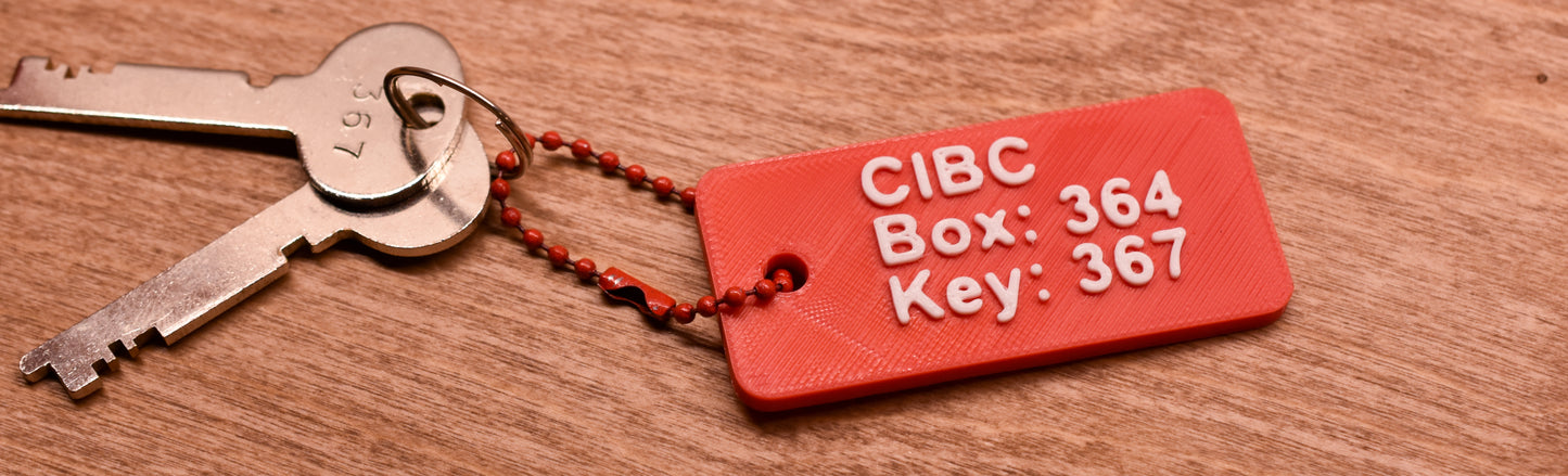 Custom 3D Printed Bank Locker Keychain | Personalized Safety Deposit Box Tag | Heavy Duty Key ID Label | Organization Gift for Businesses