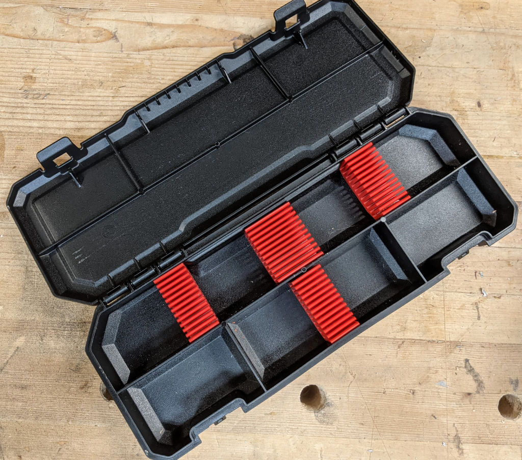 Packout Accessories, Reciprocating Blade Holders, Packout Accessory Box, Milwaukee Compatible, Tool Storage Solutions, Free Shipping, Packout Organizer, Blade Organization, Tool Accessory, Packout System Enhancement, Workshop Organization.