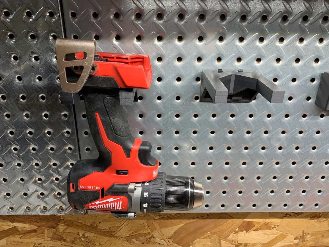 Universal Drill Holder, Peg Board Organizer, Milwaukee Compatible, Workbench Organization, Drill Bit Case Holder, Peg Board Accessories, Tool Storage, DIY Workshop, Garage Organization, Milwaukee Tool Holder.