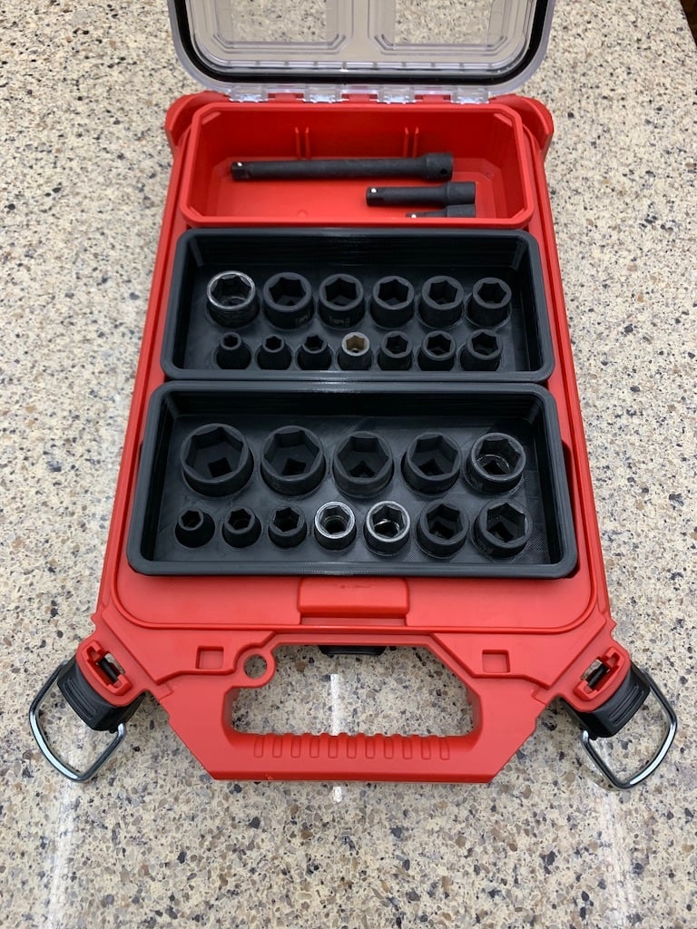 Slim Compact Packout Socket Tray | Milwaukee Packout Metric 3/8 Impact Socket Tray | Milwaukee Packout System